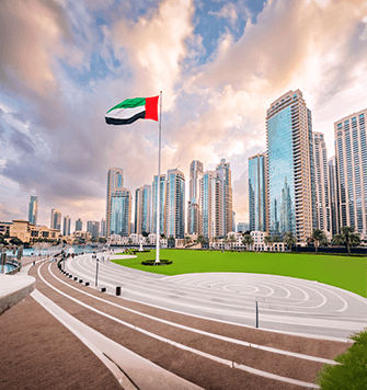 UAE flag near government document center